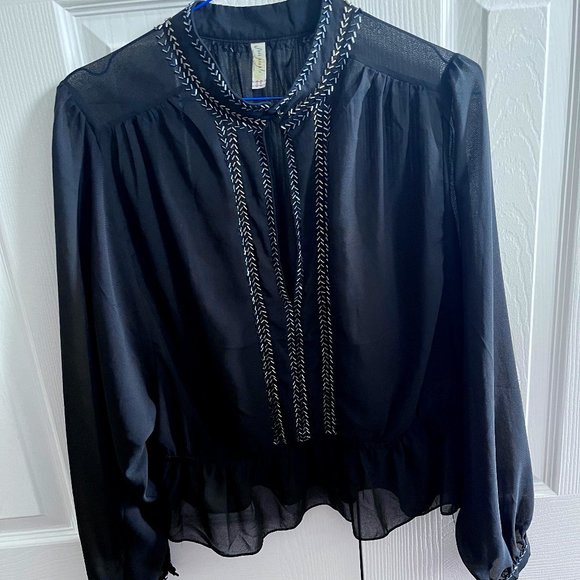 NWT Free People black blouse top shirt small - Picture 1 of 6
